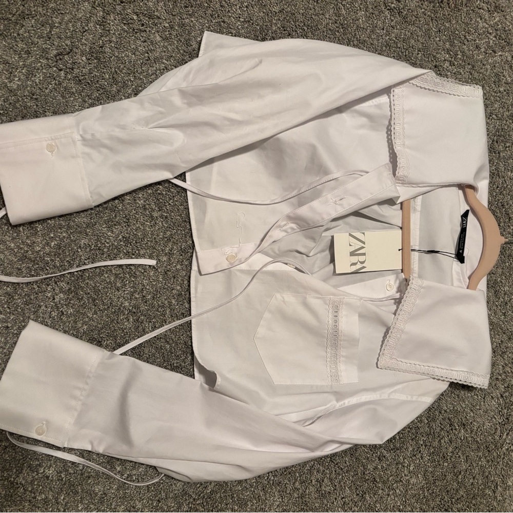 Zara viral cropped button down shirt